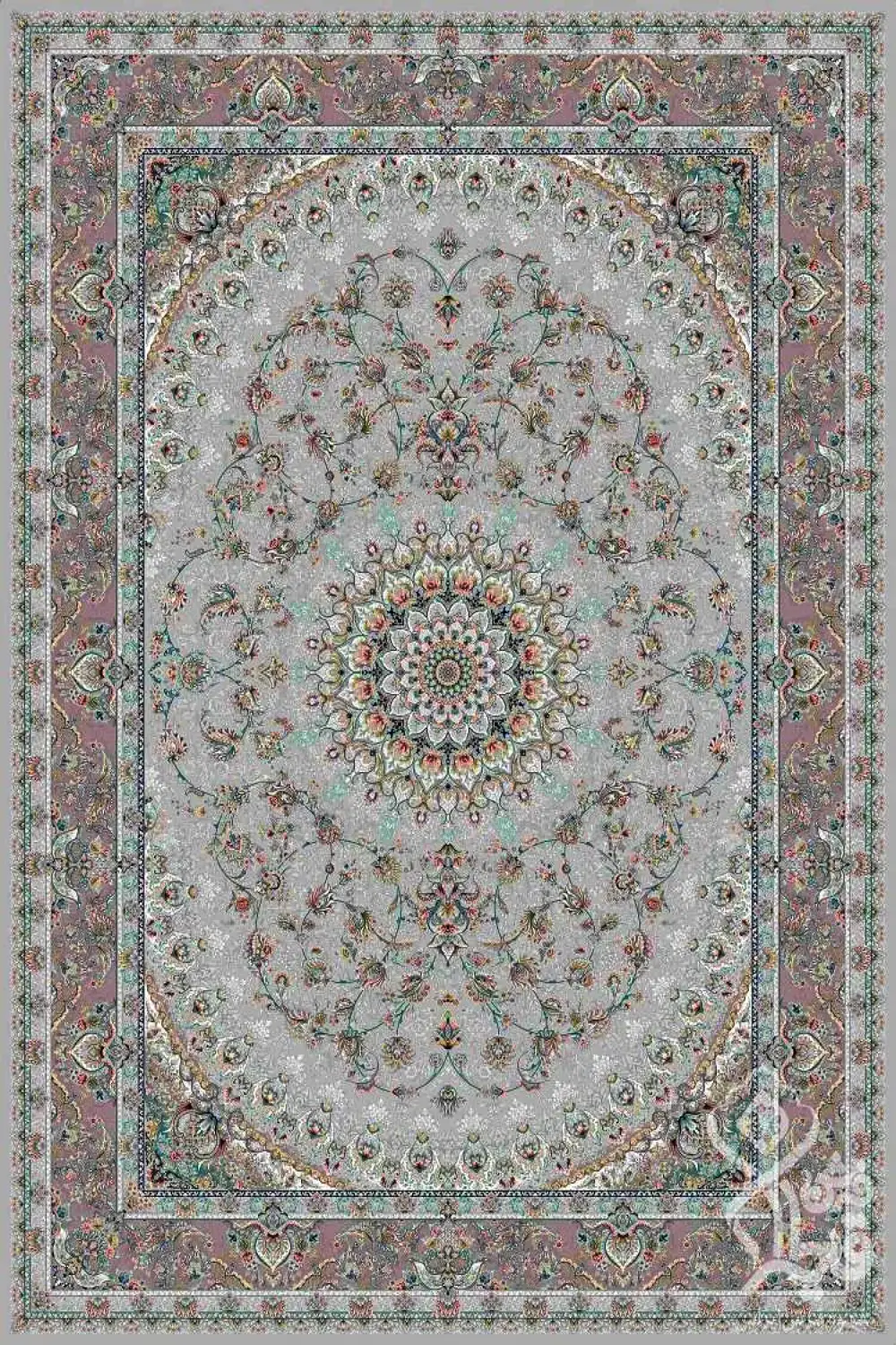 فرش قیطران 1200 شانه کلکسیون پارادایس طرح اکام زمینه فیلی (برجسته)