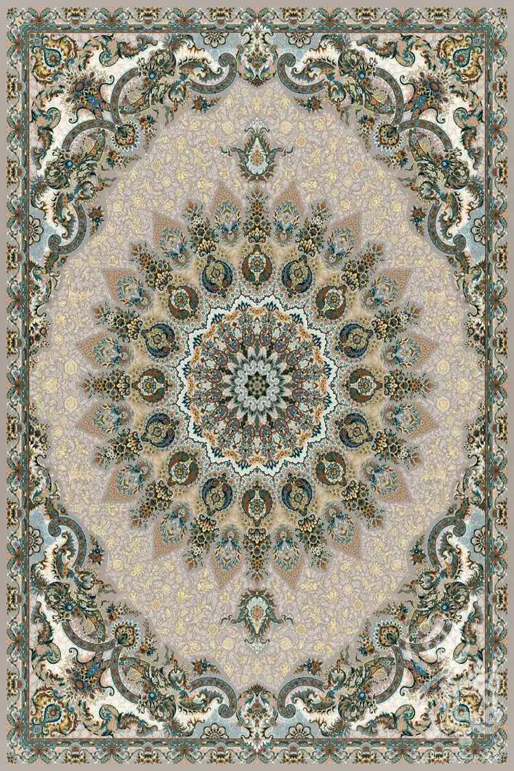 فرش قیطران 1500 شانه کلکسیون 1500 شانه طرح پدیده زمینه نسکافه ای (برجسته)