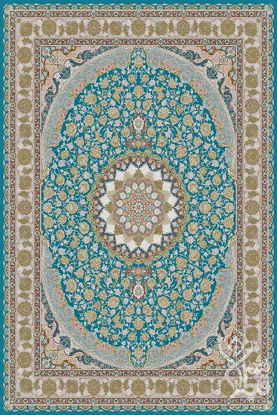 فرش قیطران 1200 شانه کلکسیون مهناز طرح سارا زمینه آبی