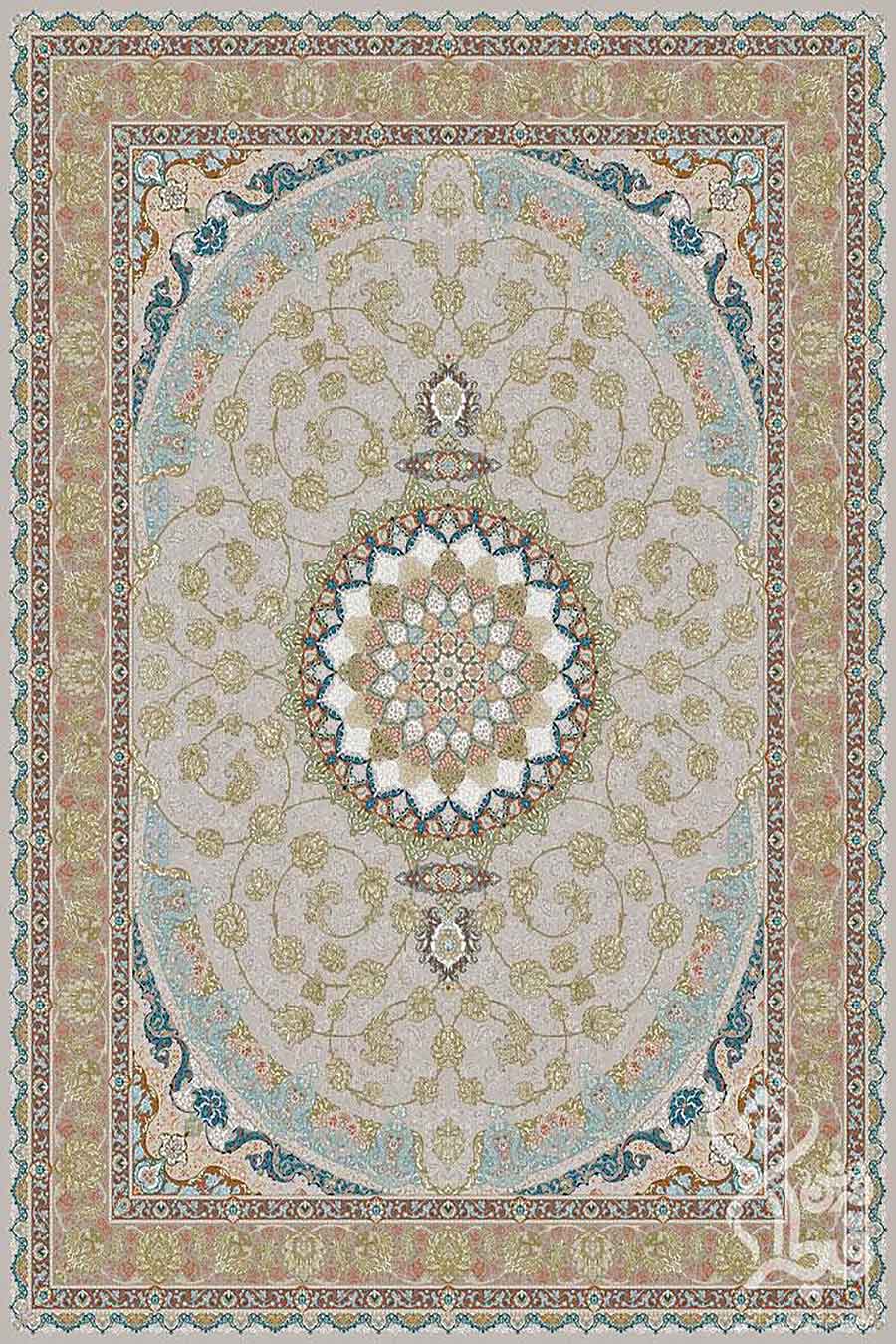 فرش قیطران 1200 شانه کلکسیون مهناز طرح سارا زمینه کرم