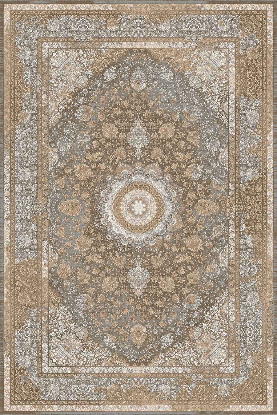 فرش ستاره کویر یزد 1000 شانه کلکسیون عالی قاپو کد HA51L زمینه 3083 (برجسته)