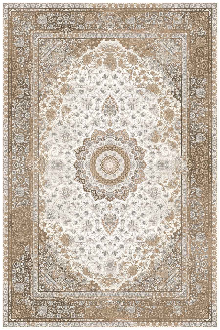 فرش ستاره کویر یزد 1000 شانه کلکسیون عالی قاپو کد HA51L زمینه 3008 (برجسته)