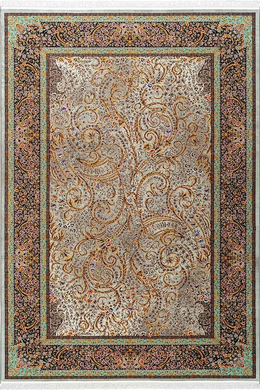 فرش محتشم 1500 شانه کلکسیون تندیس کد 2000005160 زمینه نقره ای