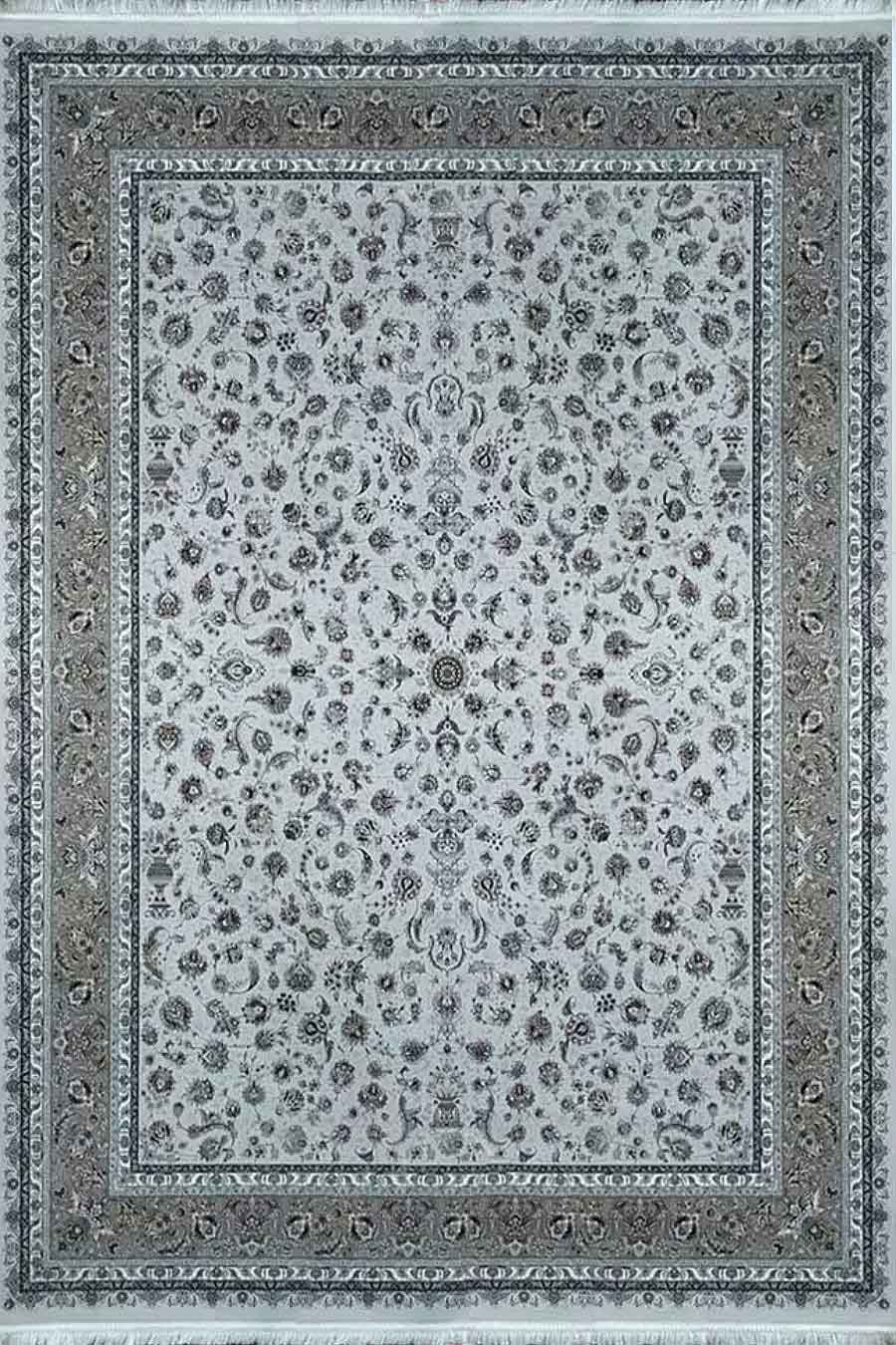 فرش مشهد 1700 شانه کد 817259 زمینه کرم-موشی (برجسته)
