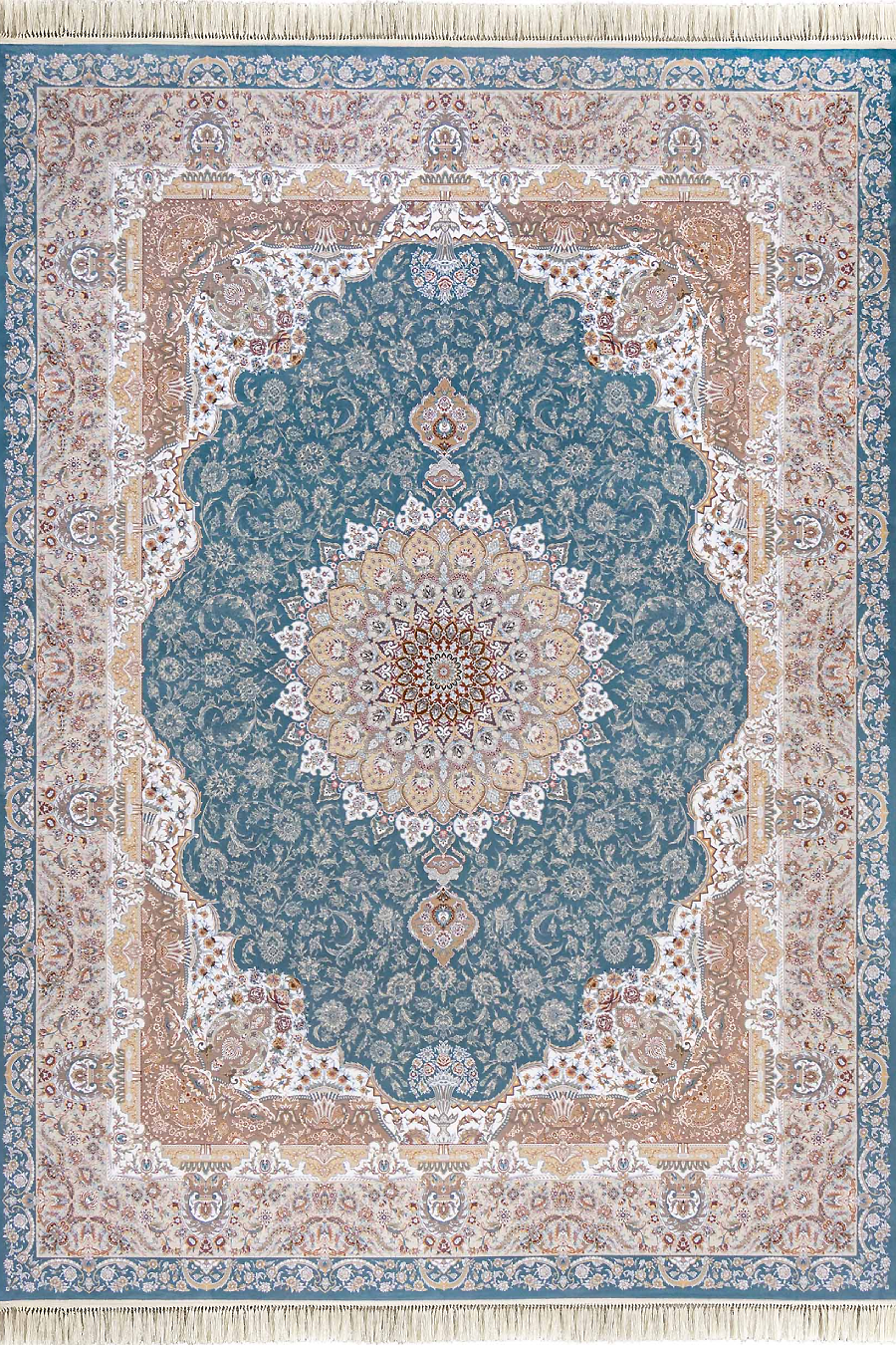 فرش داریوش 1500 شانه کلکسیون مینیاتور کد D1539 زمینه آبی (برجسته)