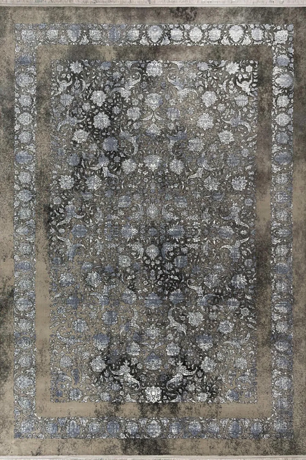 فرش مهدیان 700 شانه کلکسیون دینارسو کد 70021 زمینه نقره ای-دودی (برجسته)