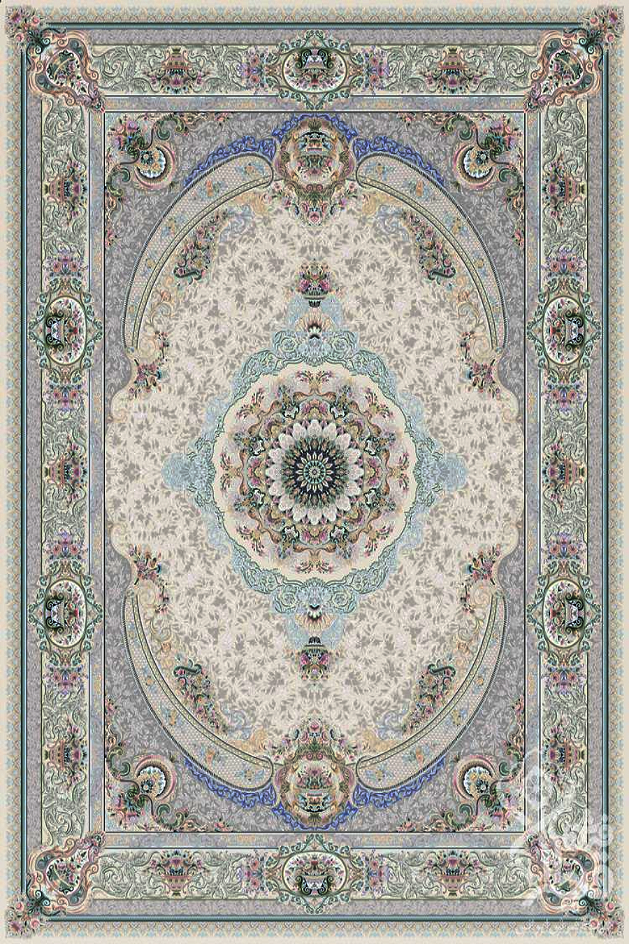 فرش قیطران 1200 شانه کلکسیون نوال طرح یاس (رنگبندی متنوع)