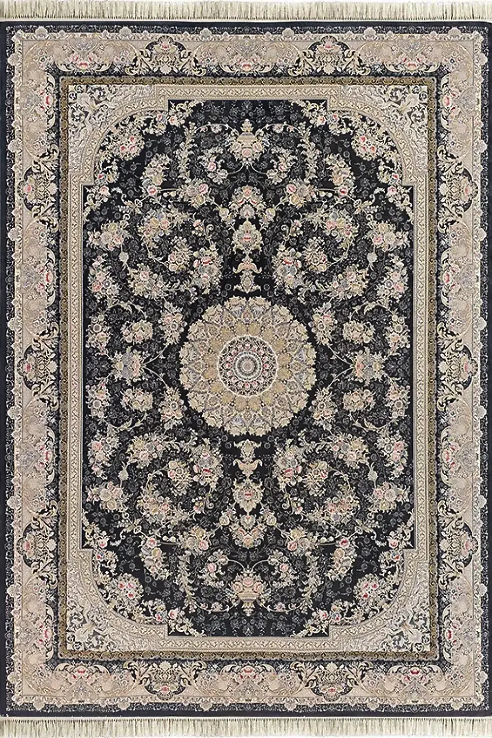 فرش داریوش 1200 شانه کلکسیون هیلتون کد 1203 زمینه سورمه ای (برجسته)