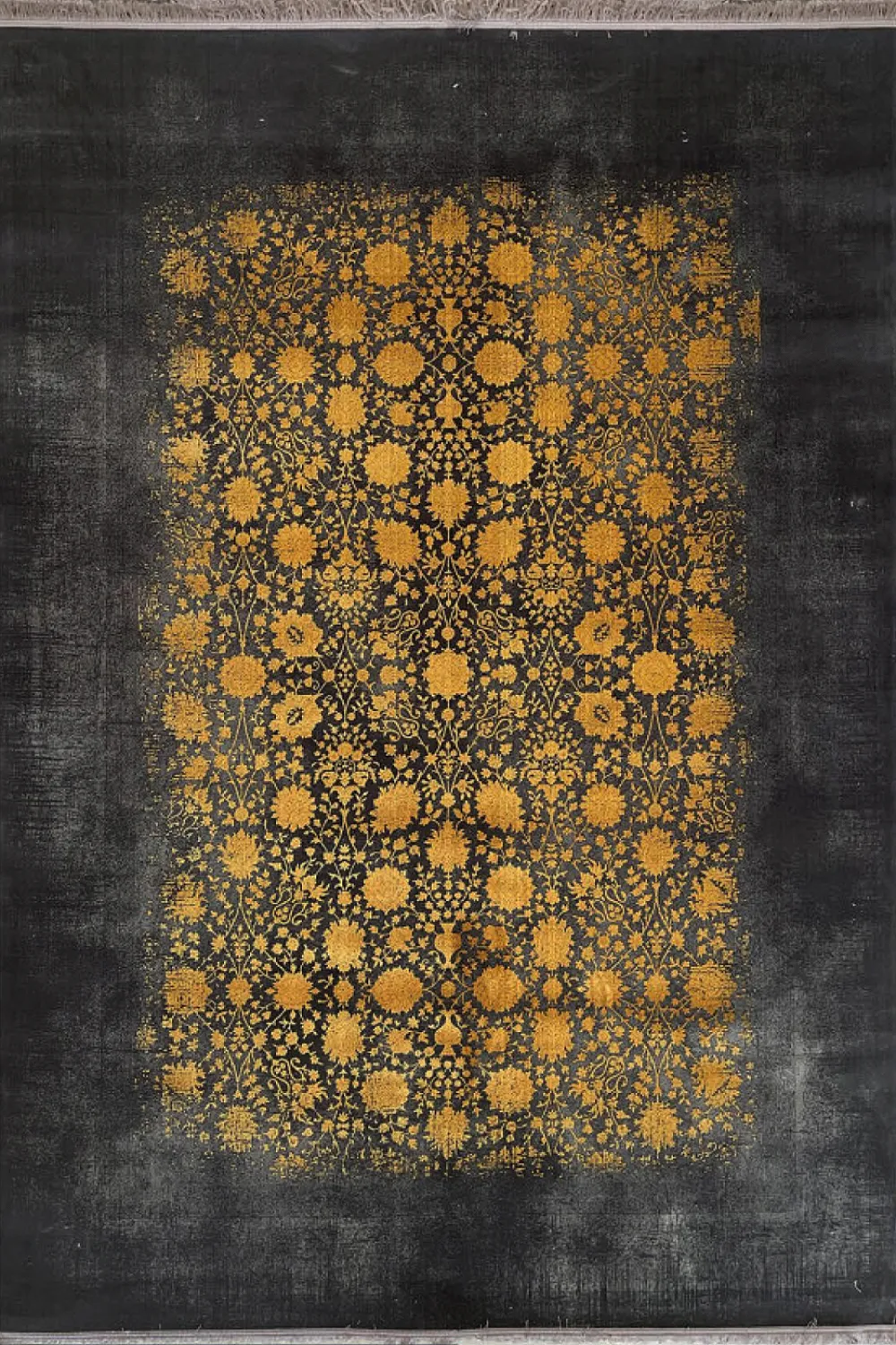 فرش مهدیان 700 شانه کلکسیون دینارسو کد 70053 زمینه ذغالی-طلایی (برجسته)