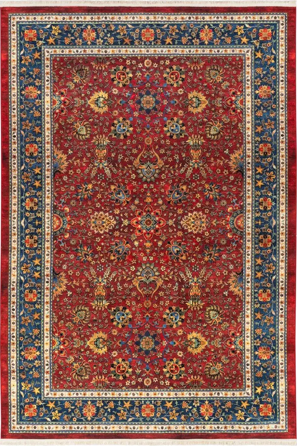 فرش محتشم 1000 شانه کلکسیون سنتی کد 25CS0360 زمینه لاکی (غیربرجسته)