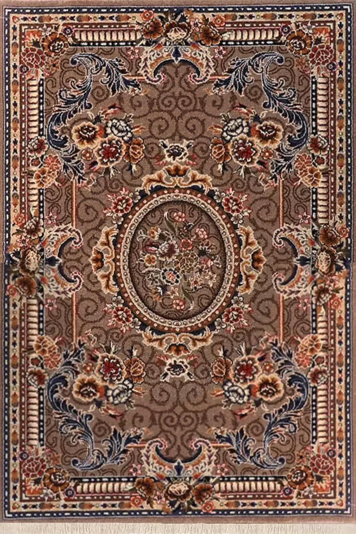 فرش ستاره کویر یزد کلکسیون شاهسون کد SH-B038-8834 زمینه شکلاتی (غیربرجسته)