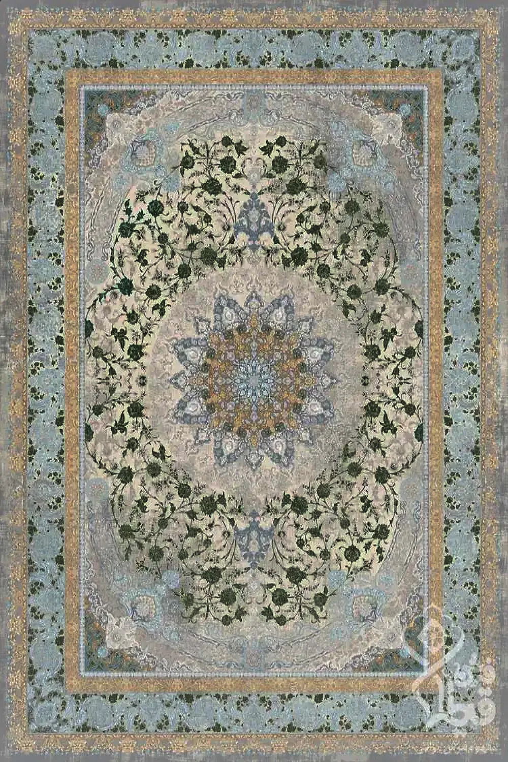 فرش قیطران 1200 شانه کلکسیون نوال طرح راتا زمینه کرم هایبالک (برجسته)