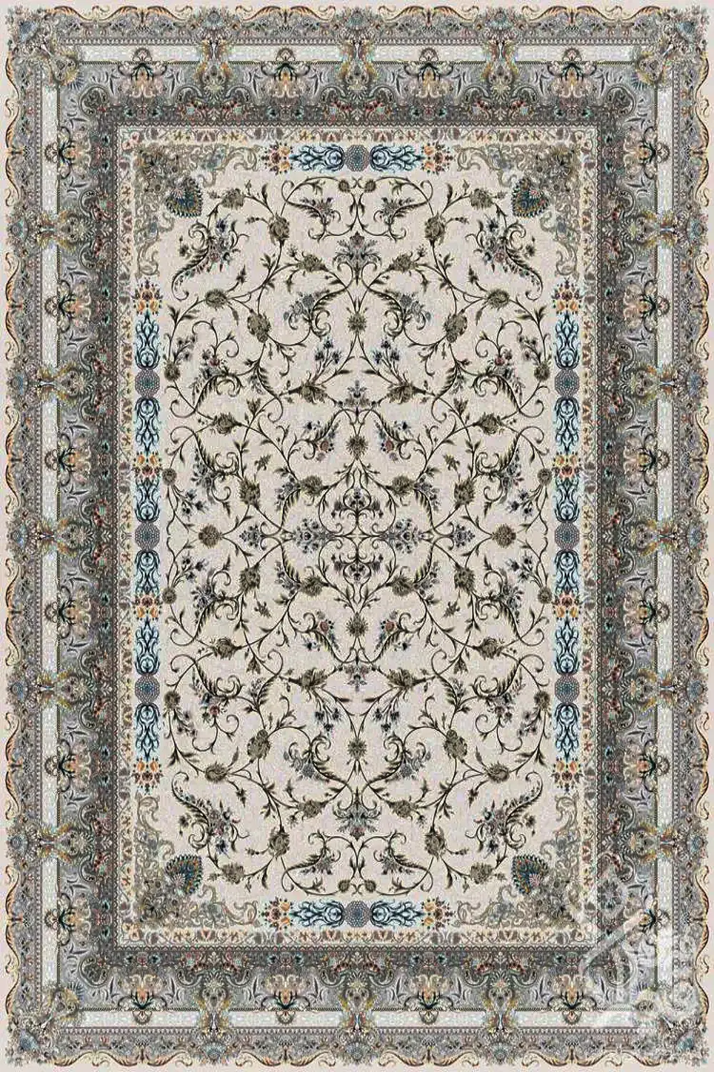 فرش قیطران 1500 شانه کلکسیون 1500 شانه طرح شهرزاد زمینه کرم (برجسته)