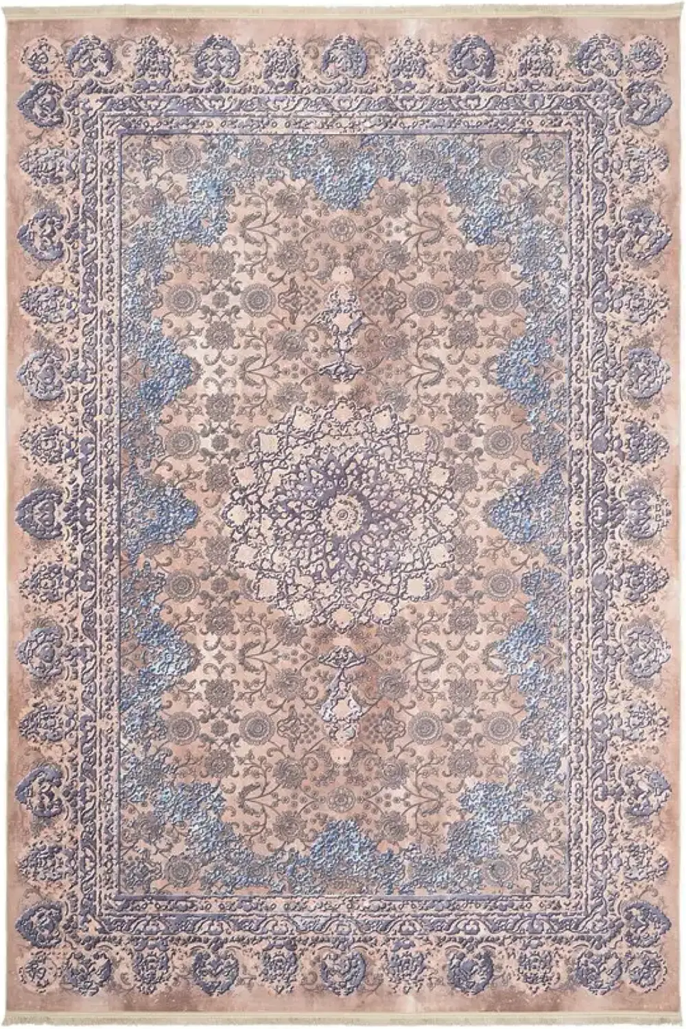 فرش محتشم کهنه نما 1200 شانه کد 300619 زمینه نسکافه ای (غیربرجسته)