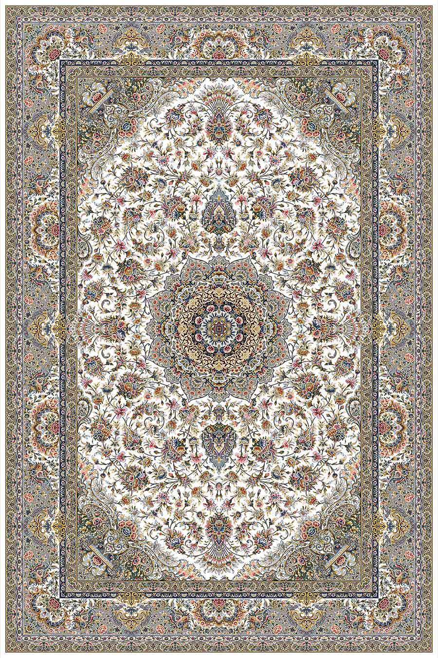فرش ستاره کویر یزد 1000 شانه کلکسیون عالی قاپو کد HA51 زمینه 3003 (برجسته)