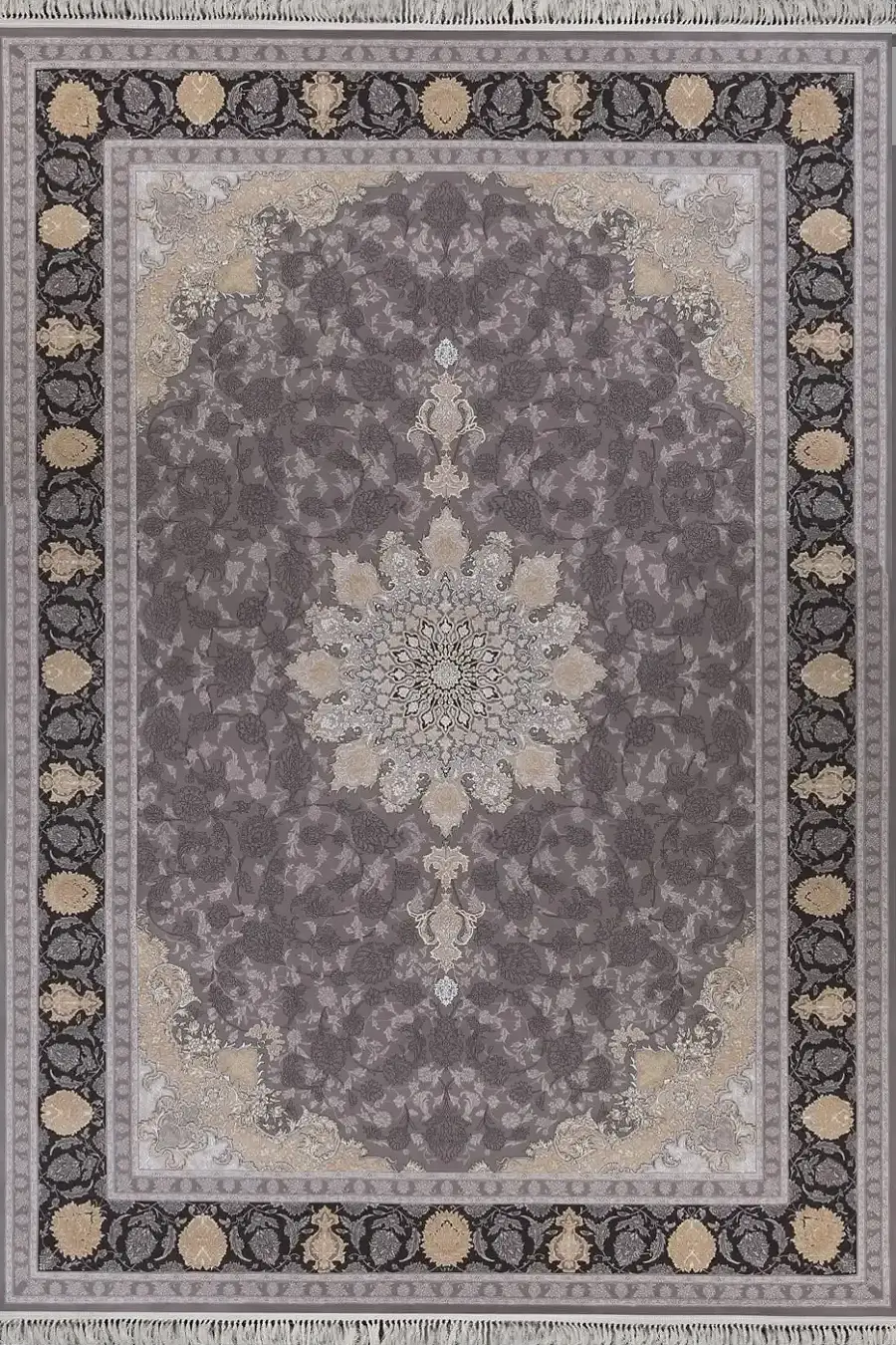 فرش بهشتی تبریز 700 شانه کلکسیون پارمیس کد 3309 زمینه دودی (برجسته)