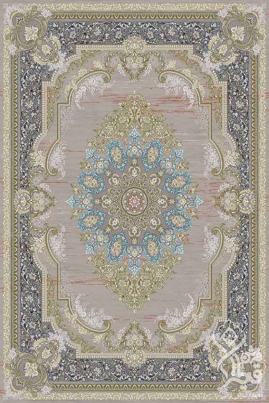 فرش قیطران 1200 شانه کلکسیون مهناز طرح پرهان زمینه کرم