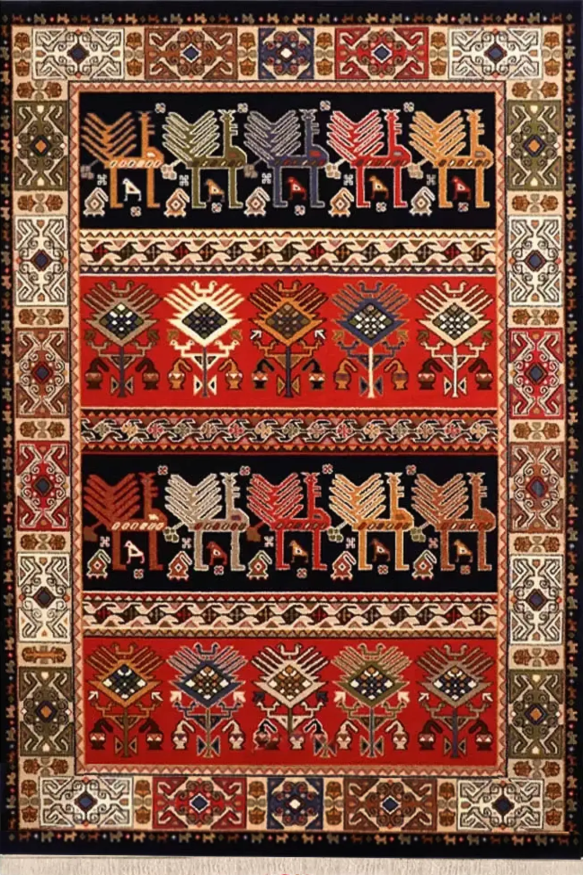 فرش ستاره کویر یزد کلکسیون شاهسون کد SH-b056-8851 زمینه سورمه ای (غیربرجسته)