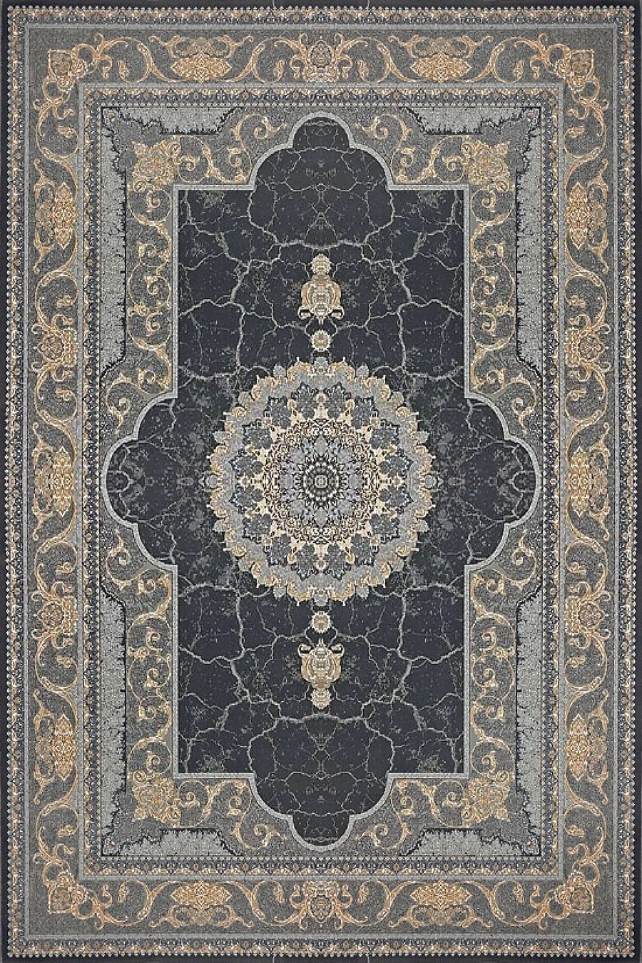 فرش ستاره پانیذ 700 شانه طرح کویر زمینه دودی (غیربرجسته)