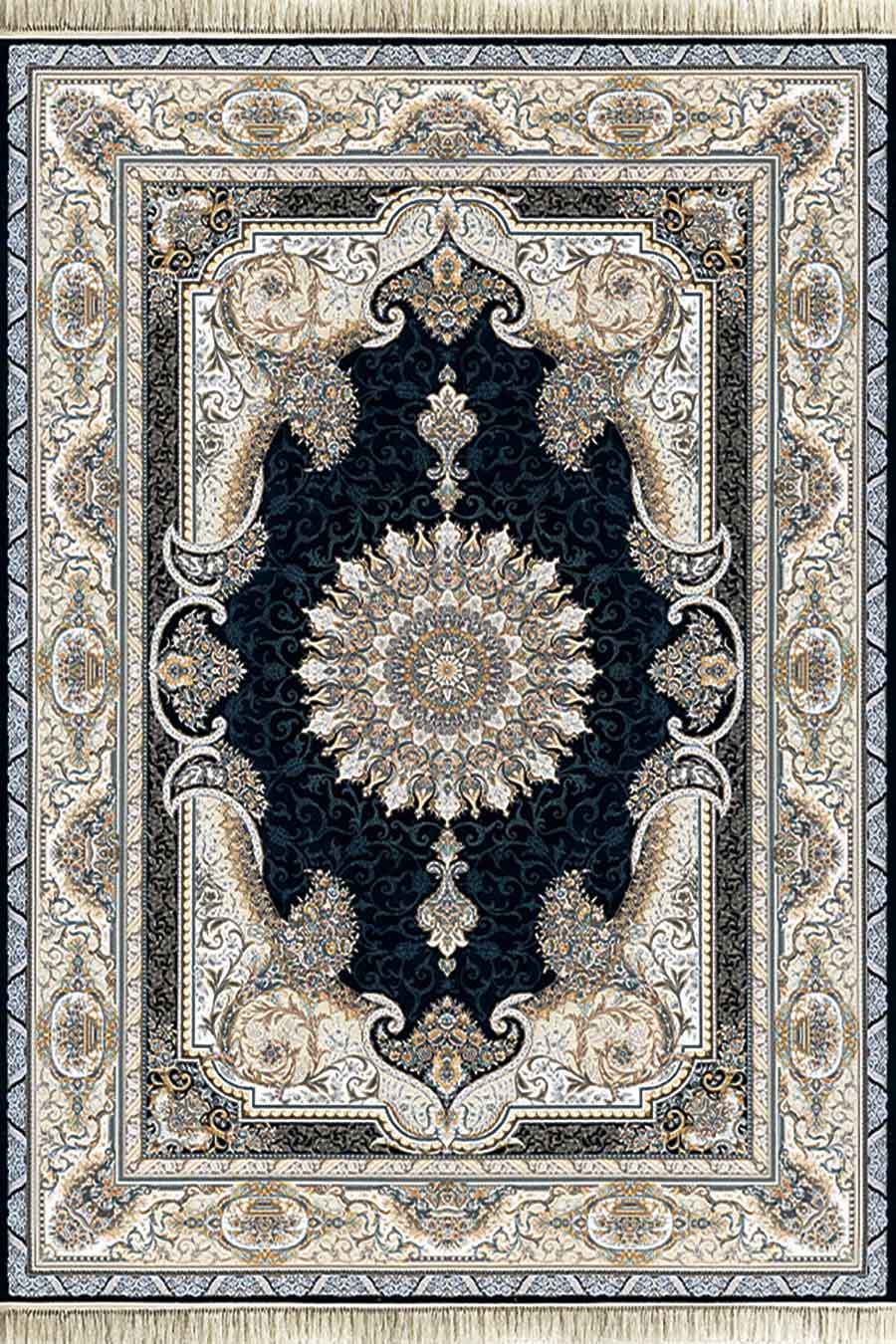 فرش سعدی 1500 شانه کلکسیون مینیاتور کد D1571 زمینه سورمه ای