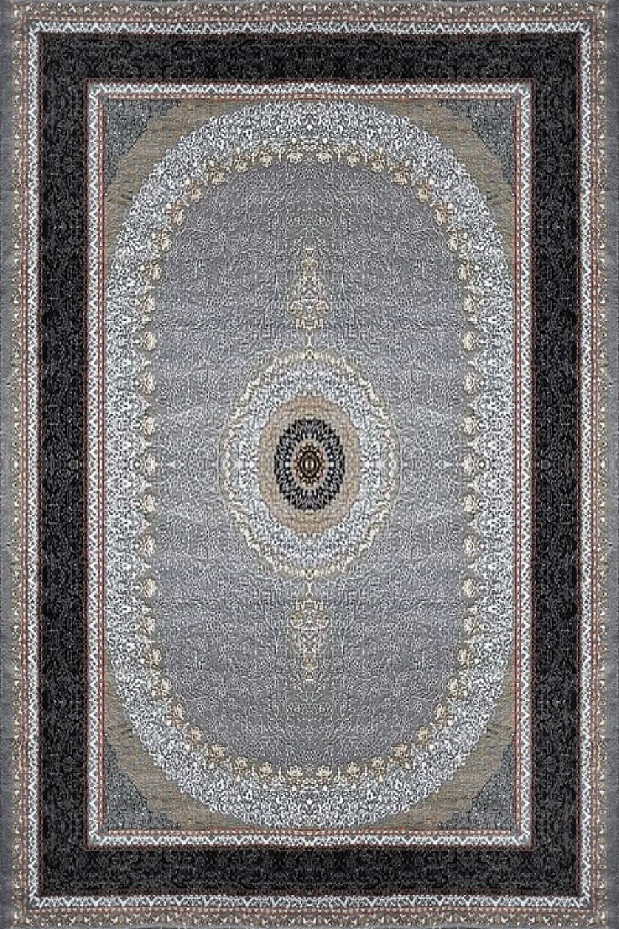 فرش کاشان 500 شانه طرح ساحل زمینه فیلی (غیربرجسته)