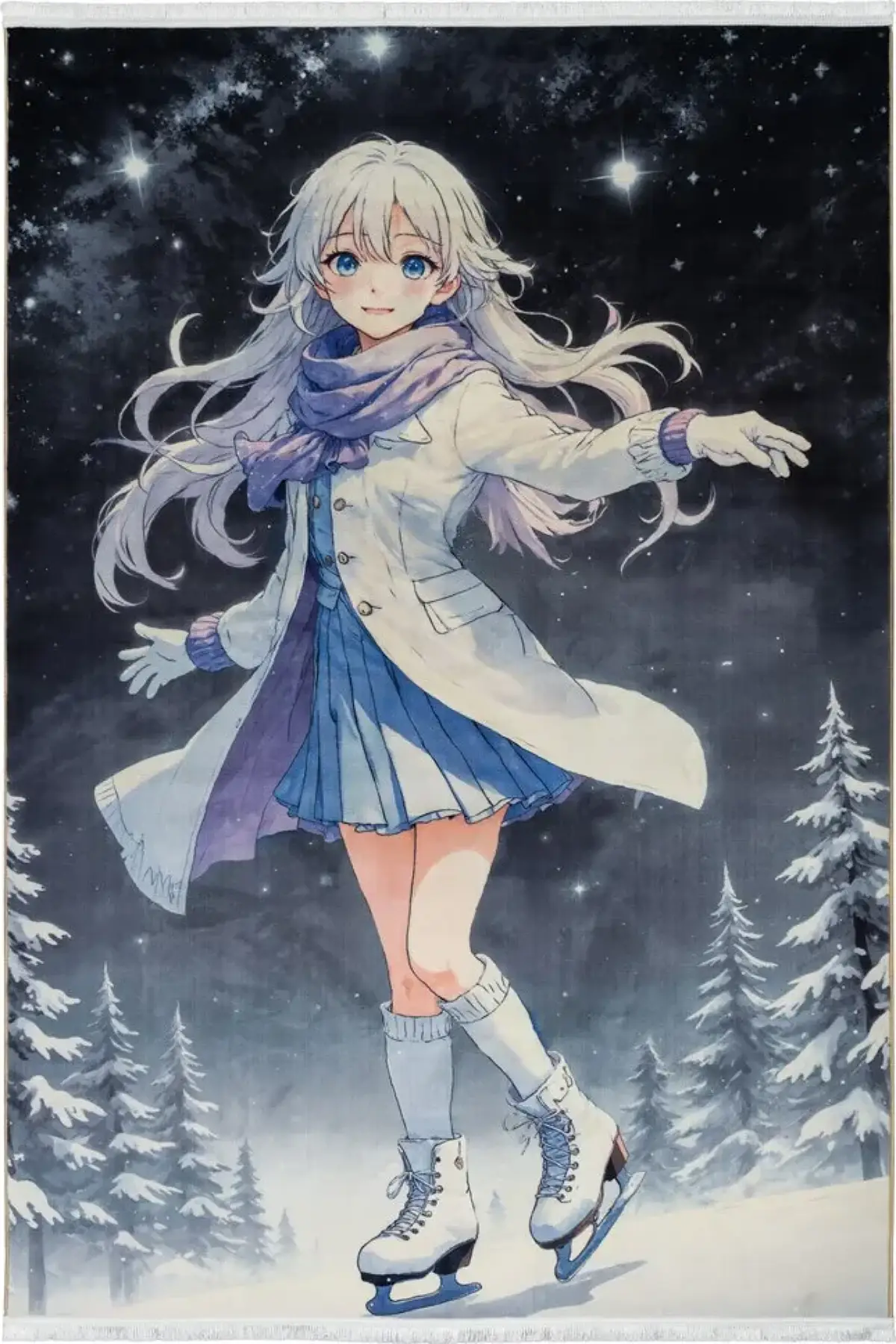 فرش محتشم اتاق کودک طرح دختر مدرن کد 25KK0000 زمینه خاکستری (غیربرجسته)