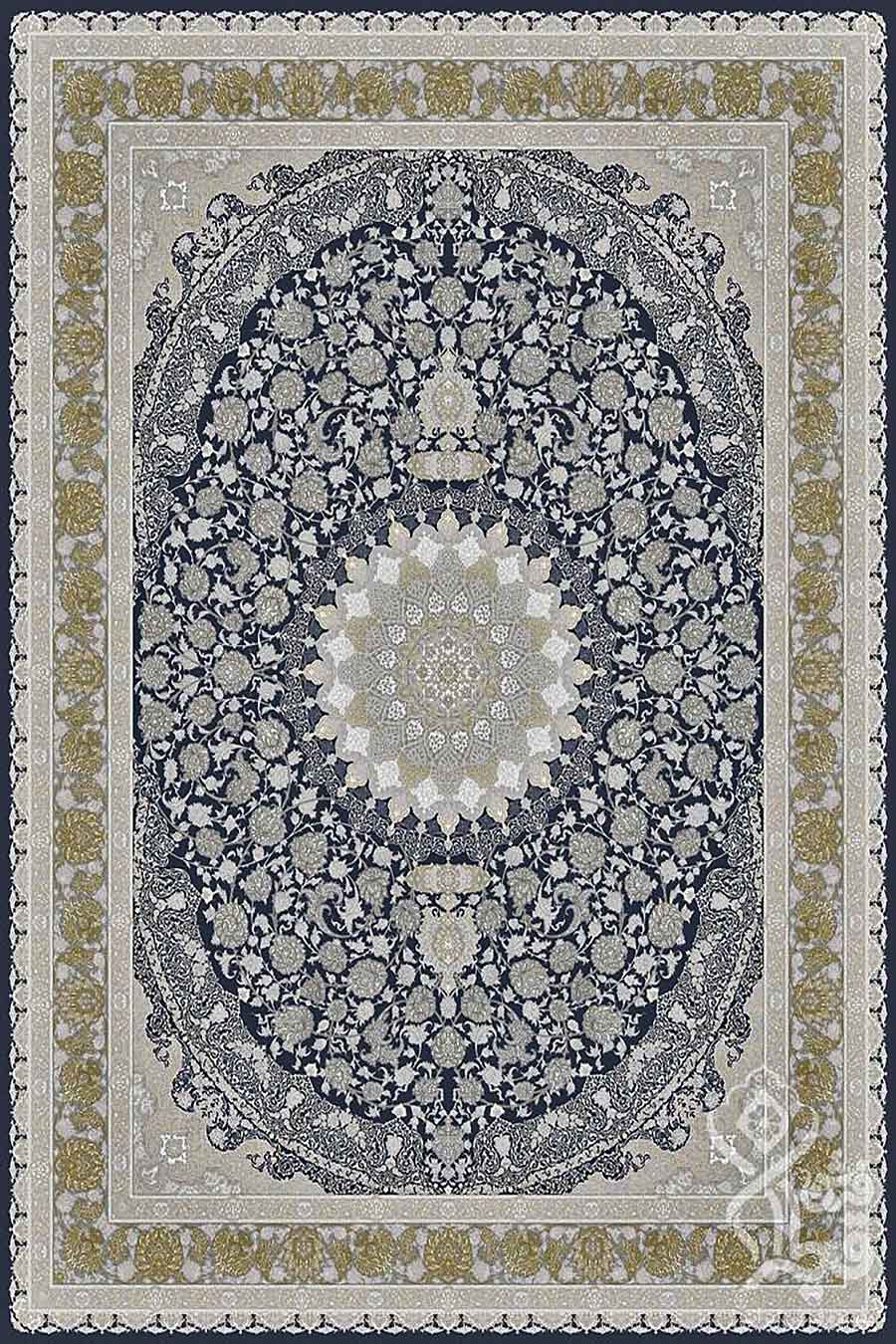 فرش قیطران 1200 شانه کلکسیون مهناز طرح مهناز زمینه نوک مدادی