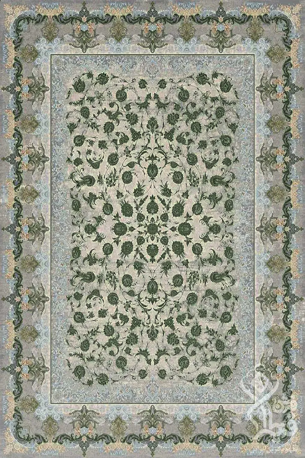 فرش قیطران 1200 شانه کلکسیون نوال طرح میترا زمینه کرم هایبالک (برجسته)