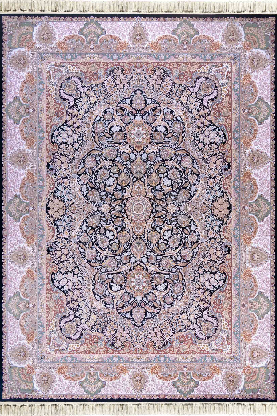 فرش داریوش 1500 شانه کلکسیون مینیاتور کد D1529 زمینه سورمه ای (برجسته)