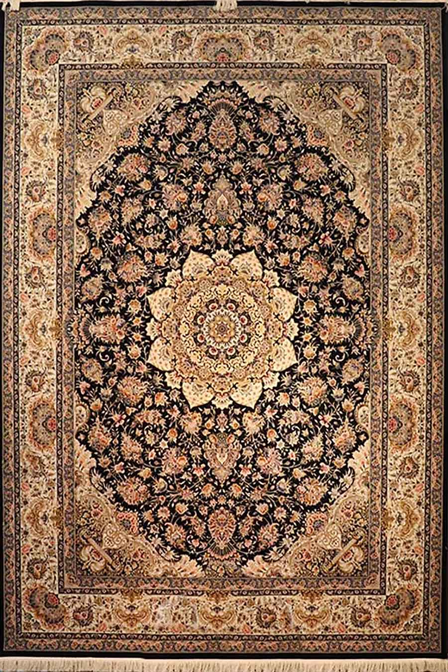 فرش ستاره کویر یزد 1000 شانه کلکسیون عالی قاپو کد HA51 زمینه 3090 (برجسته)