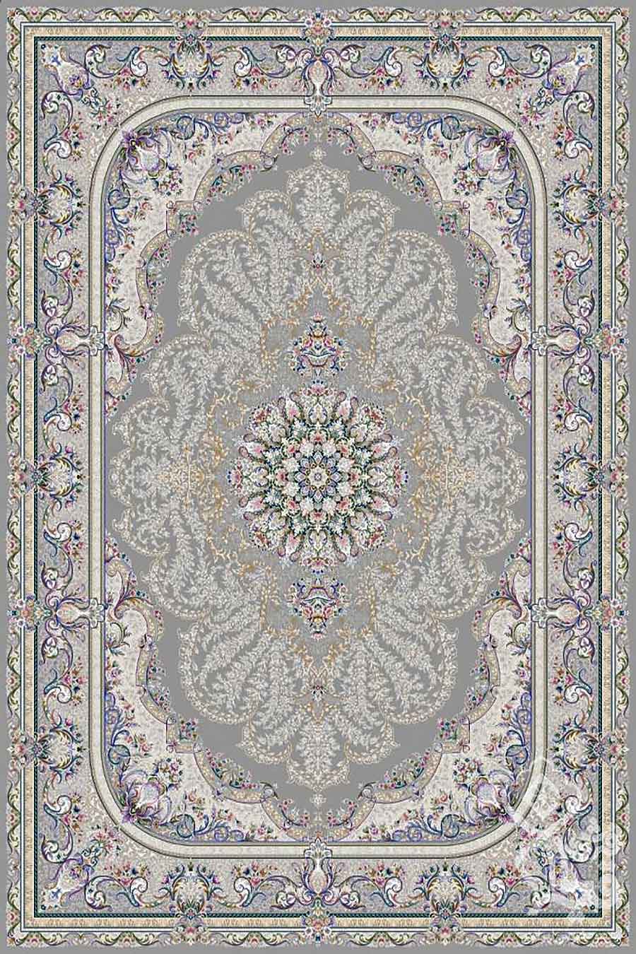 فرش قیطران 1200 شانه کلکسیون نوال طرح کایا زمینه فیلی حاشیه کرم (برجسته)