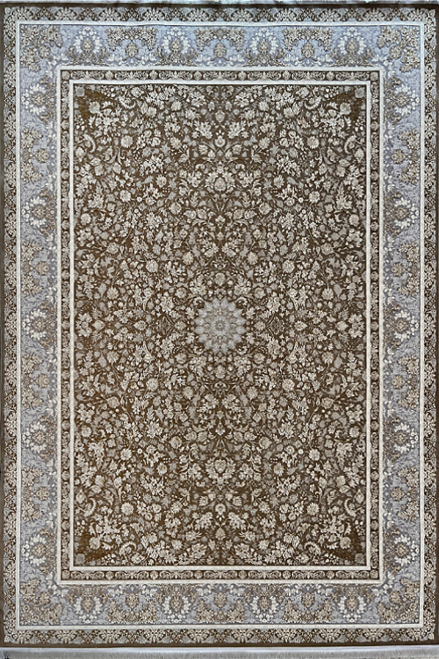 فرش باستان یزد 1200 شانه کد 42-10 زمینه قهوه ای (برجسته)