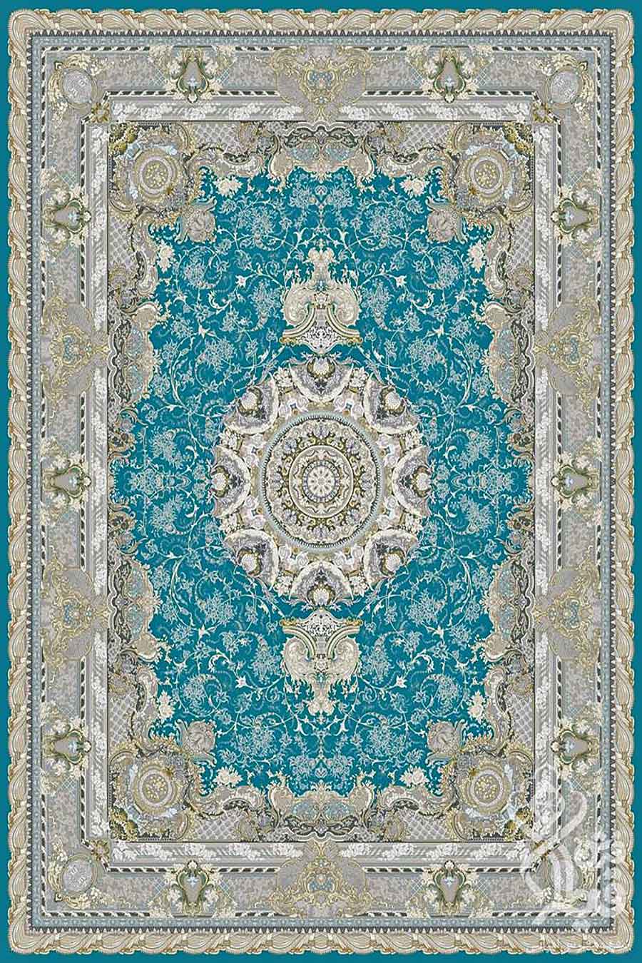 فرش قیطران 1200 شانه کلکسیون مهناز طرح اوراشی زمینه آبی