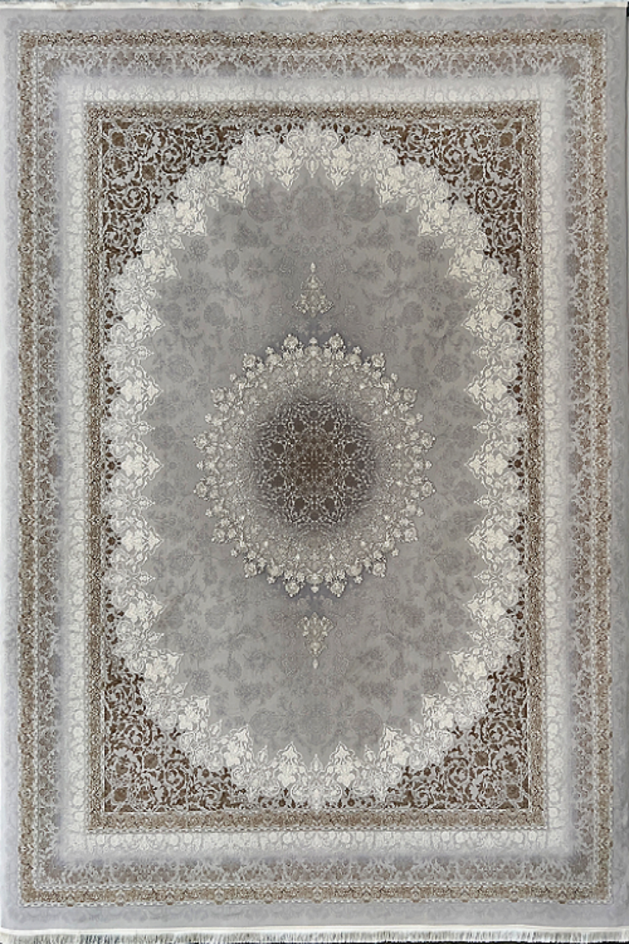 فرش باستان یزد 1200 شانه کد 07-10 زمینه نقره ای (برجسته)