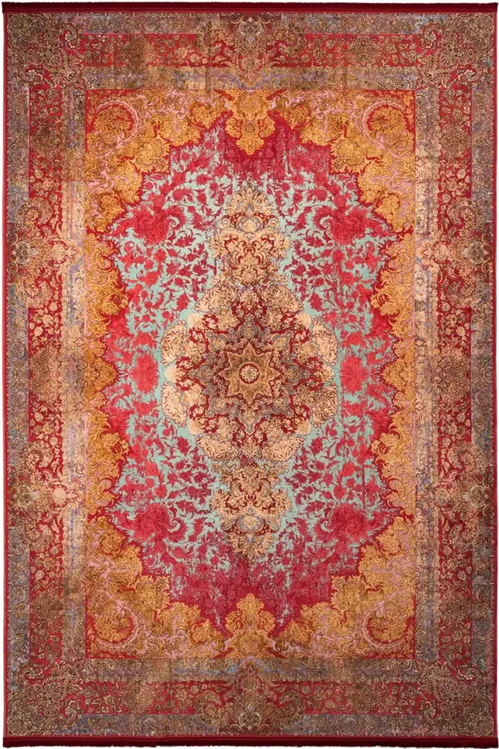 فرش محتشم کهنه نما 1200 شانه کد 300630 زمینه شرابی (غیربرجسته)