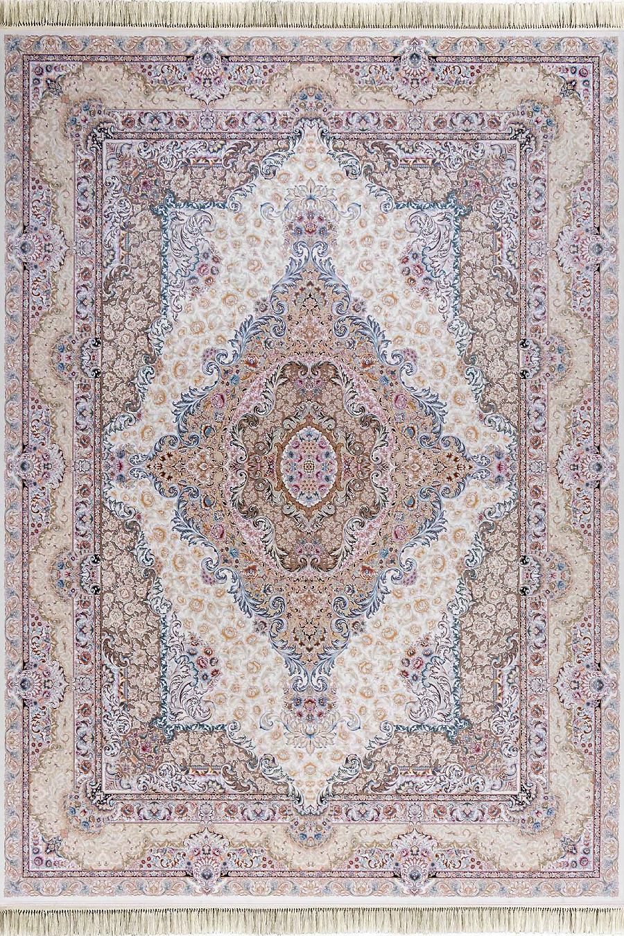 فرش داریوش 1500 شانه کلکسیون مینیاتور کد D1540 زمینه سفید (برجسته)