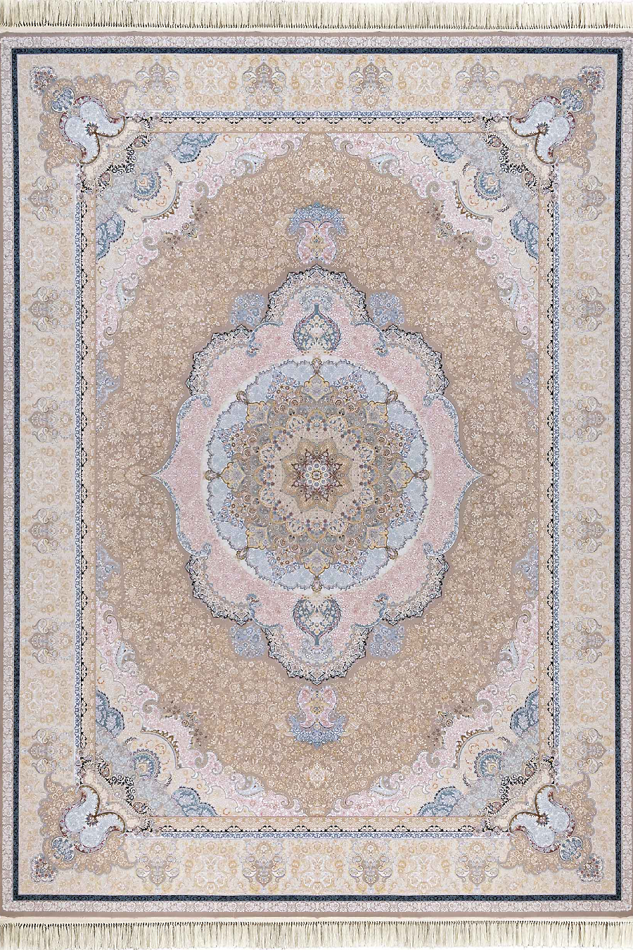 فرش داریوش 1500 شانه کلکسیون مینیاتور کد D1520 زمینه ترمه ای (برجسته)