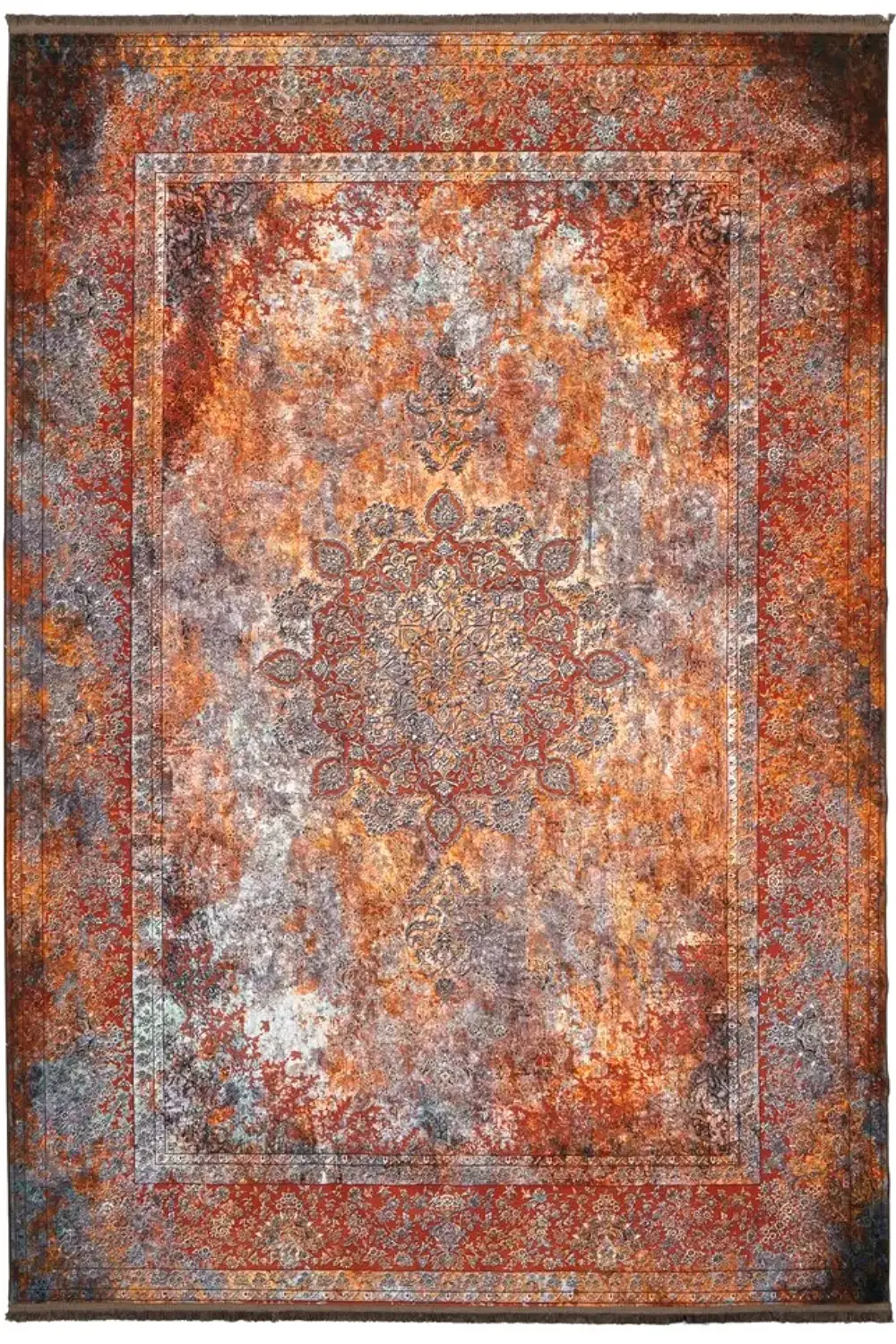 فرش محتشم کهنه نما 1200 شانه کد 300629 زمینه آجری (غیربرجسته)