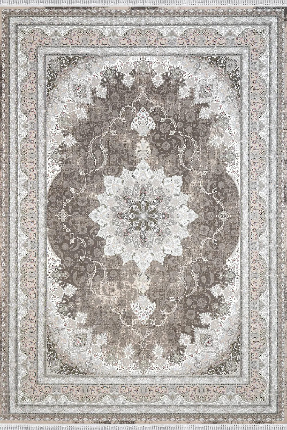 فرش مهدیان 1500 شانه کلکسیون مینیاتور کد 18103 زمینه قهوه ای (برجسته)