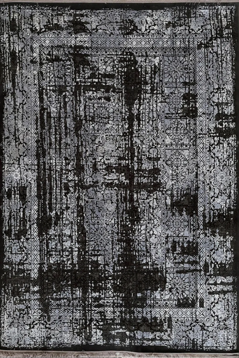 فرش مهدیان 700 شانه کلکسیون دینارسو کد 70028 زمینه ذغالی-نقره ای (برجسته)