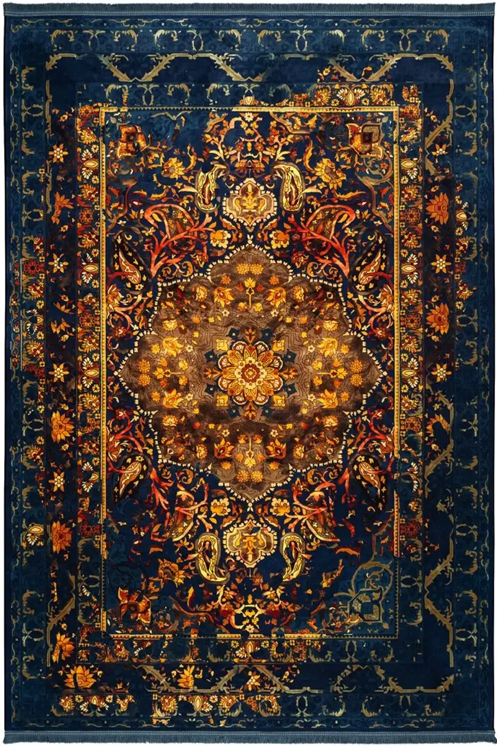 فرش محتشم کهنه نما 1000 شانه کد 900474 زمینه طلایی (غیربرجسته)