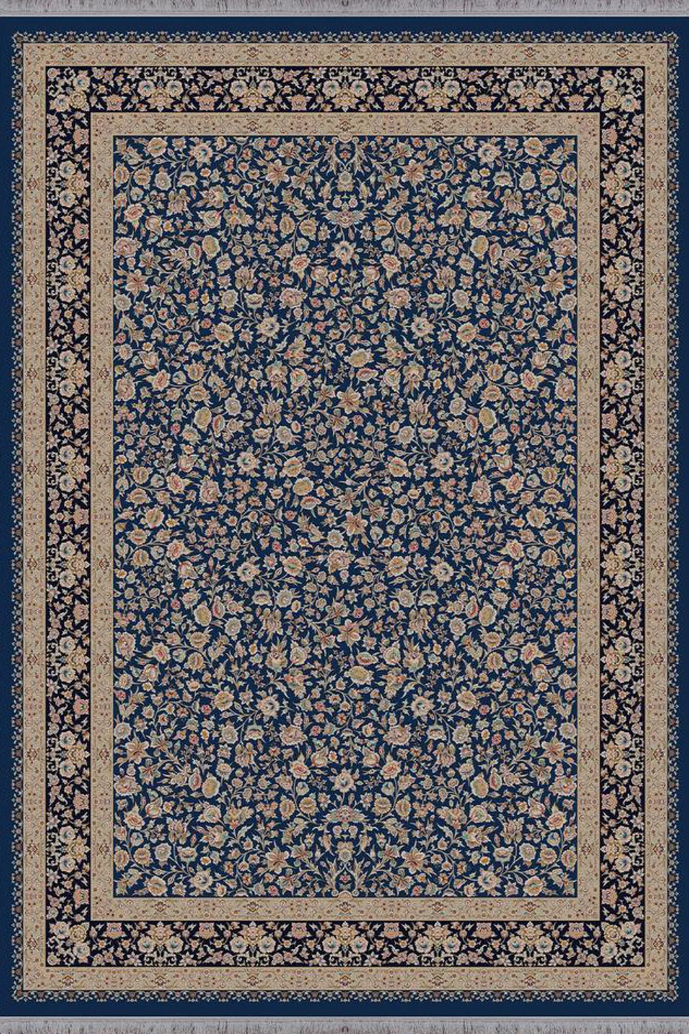 فرش آراد 1500 شانه کلکسیون کاسیان طرح قصه زمینه آبی کاربنی (برجسته)