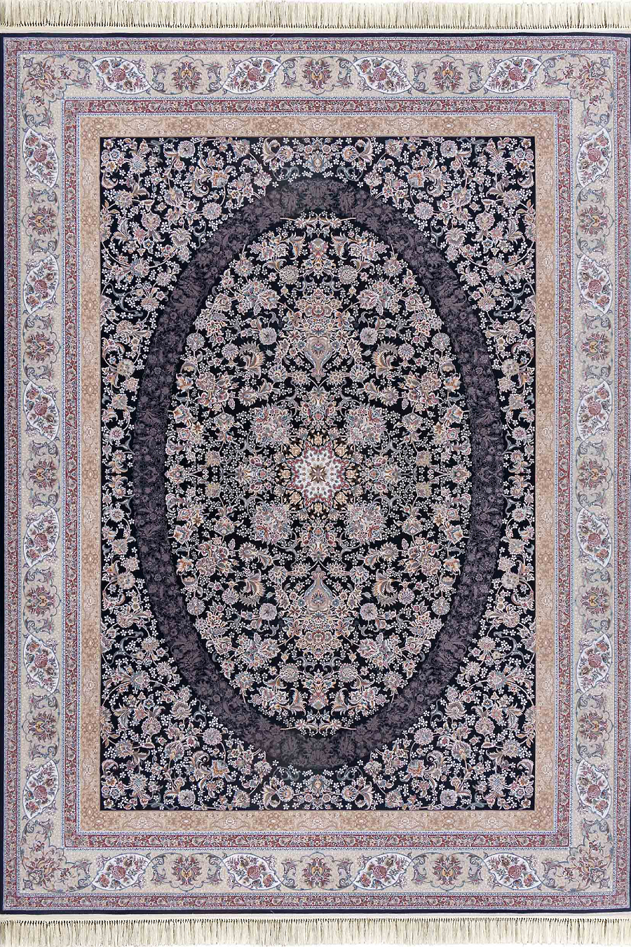 فرش داریوش 1500 شانه کلکسیون مینیاتور کد D1526 زمینه سورمه ای (برجسته)