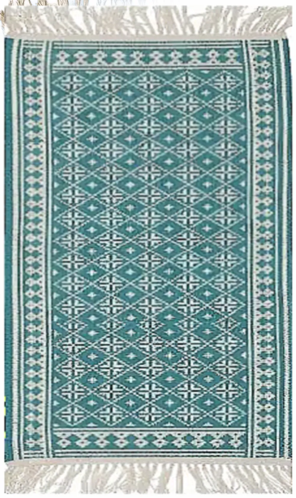 زیلو دستباف سنتی یزد طرح دستباف زمینه سبز دورو