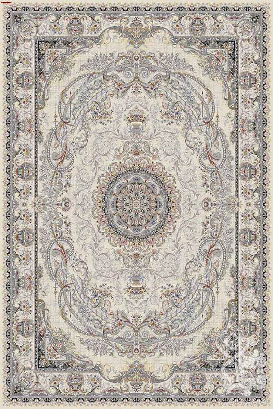 فرش قیطران 1200 شانه کلکسیون مروارید طرح نیلو زمینه کرم (برجسته)