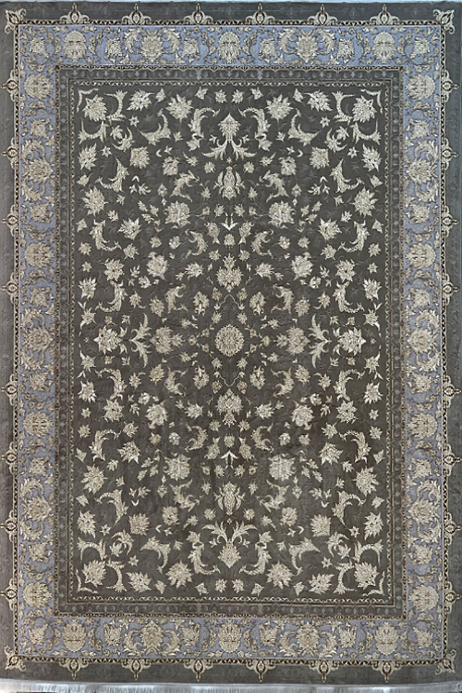 فرش باستان یزد 1200 شانه کد 40-10 زمینه فیلی (برجسته)