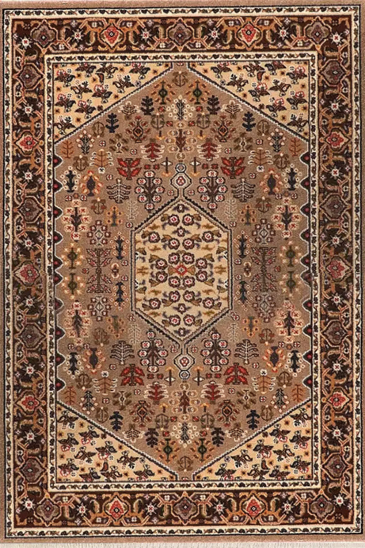 فرش ستاره کویر یزد کلکسیون شاهسون کد SH-B057-8838 زمینه شکلاتی (غیربرجسته)