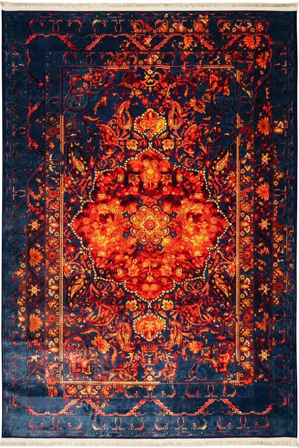 فرش محتشم کهنه نما 1000 شانه کد 900474 زمینه قرمز (غیربرجسته)