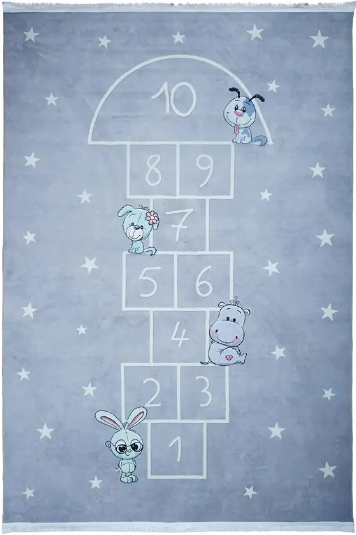 فرش محتشم اتاق کودک طرح لی لی کد 101254 زمینه طوسی (غیربرجسته)