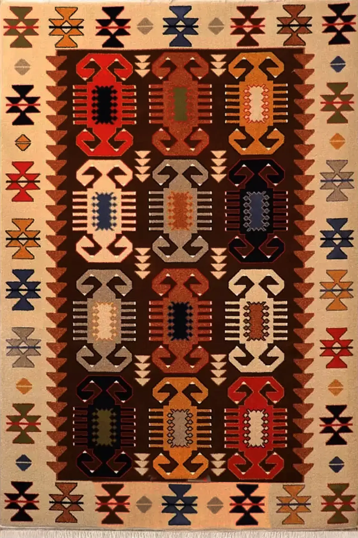 فرش ستاره کویر یزد کلکسیون شاهسون کد SH-b055-8881 زمینه کرم (غیربرجسته)